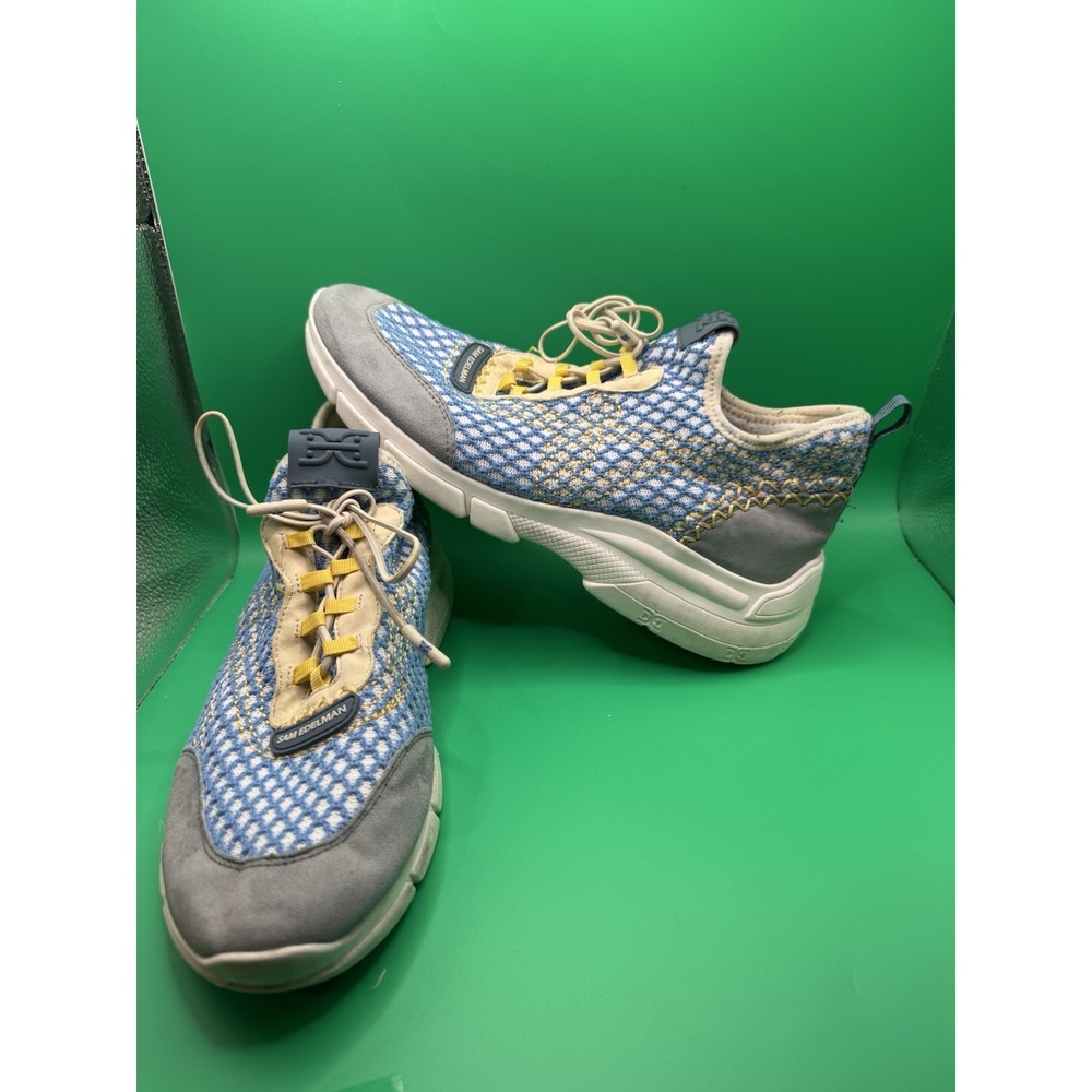 Sam Edelman Womens Sneakers Blue White Knit Athletic Fashion Walking Shoes 9